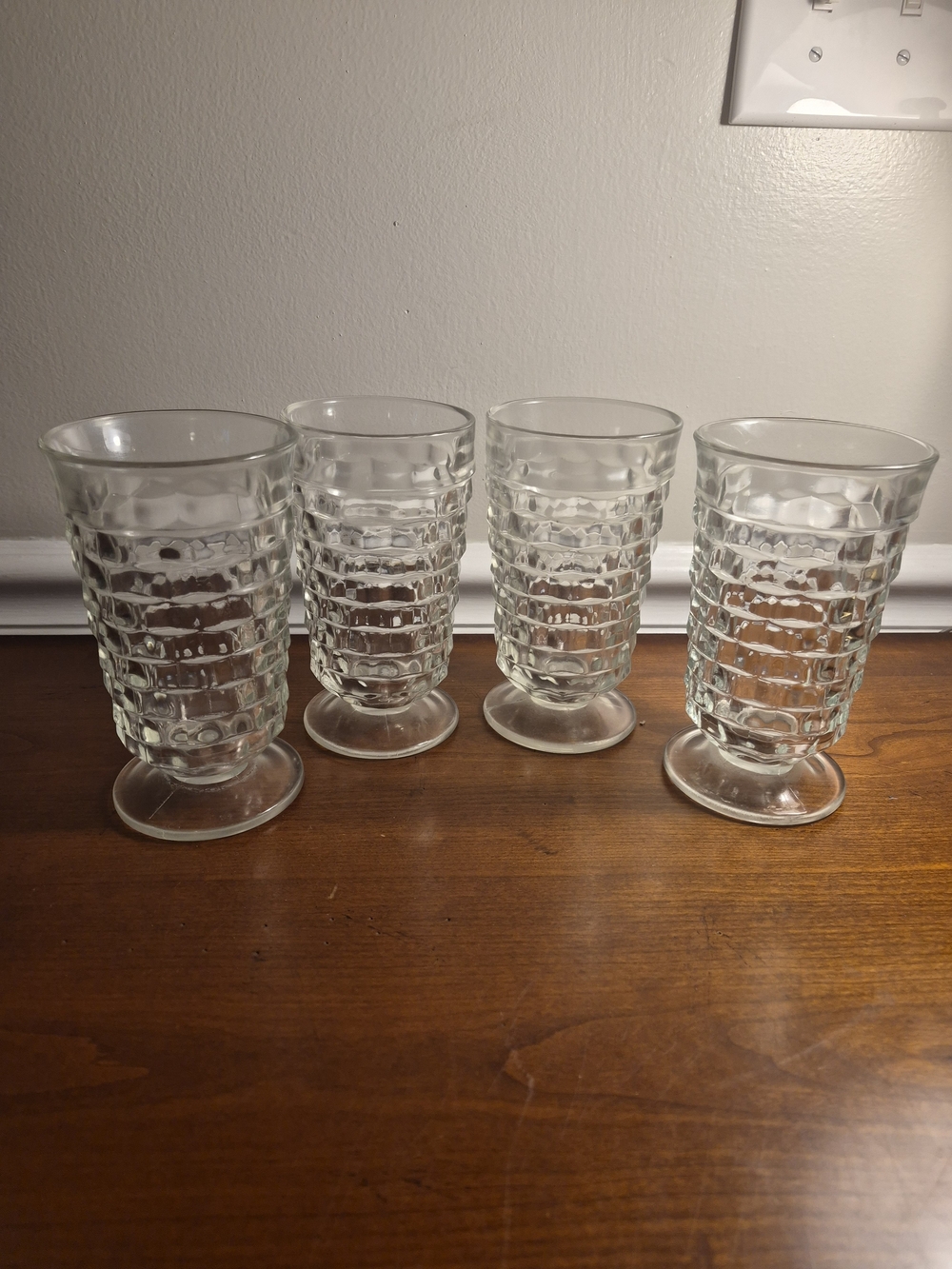 Vintage Indiana Glass Whitehall Clear By Colony 6" Iced Tea Glasses - Set of 4